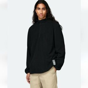 Rains Black Fleece Half Zip Pullover Sweatshirt Small